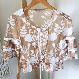 For Love and Lemons Emilia Crop Blouse
